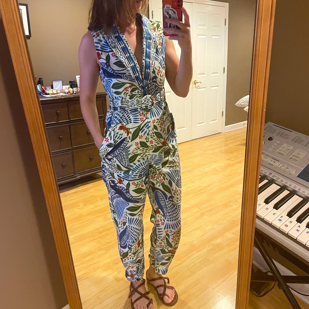 Farm RIO Blue Macaw Jumpsuit